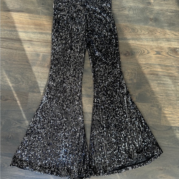 Zara black sequin high waisted flares - Picture 5 of 5